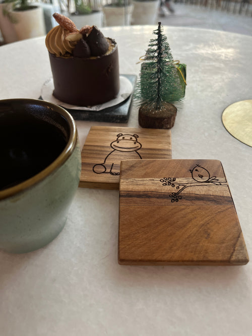 Birdy Wooden Coaster (Set of 4)