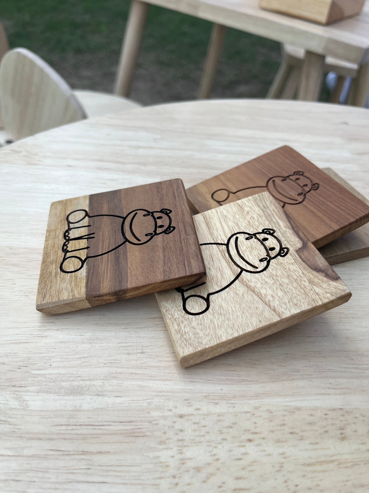 HIPPO WOODEN COASTERS